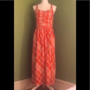 NWT NINA LEONARD orange gingham long dress